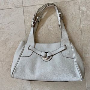 FURLA white pebbled leather satchel